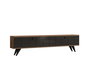 Hanah Home Soporte de TV 160cm Pino Atlántico y Antracita con Puerta Madera Maciza y Estantes para Salón